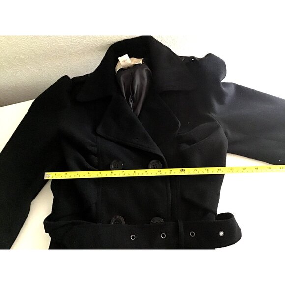 ARDEN B- WOMEN BLACK POCKETS BUTTON CLOSURE BELT TRENCH COAT JACKET SIZE MEDIUM - Picture 5 of 6